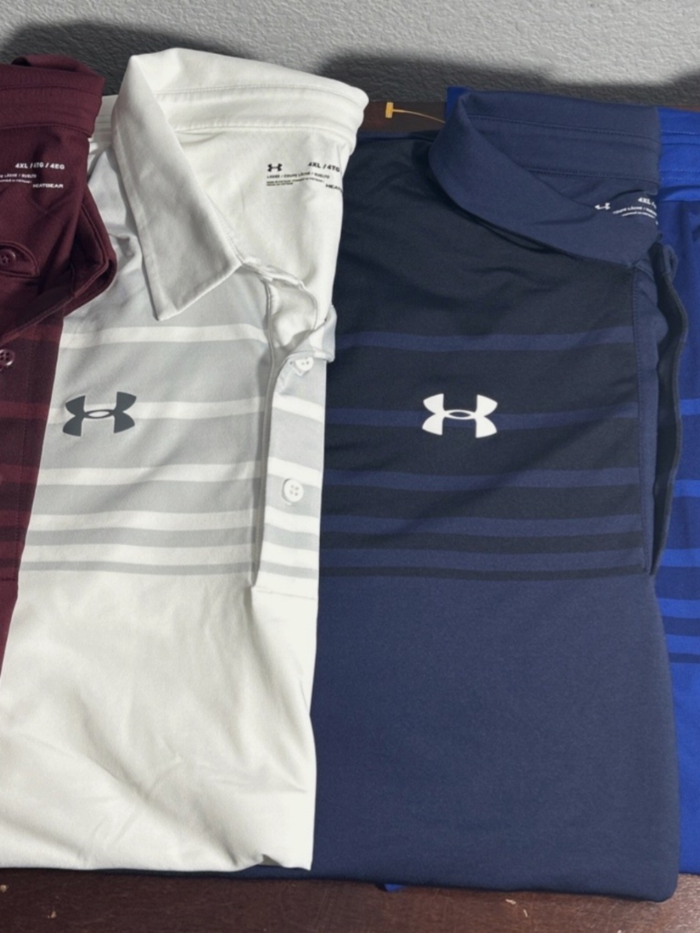 Lot Of 4 Under Armour Heatgear Multicolor Loose Fit Golf Polo Shirt Size 4XL